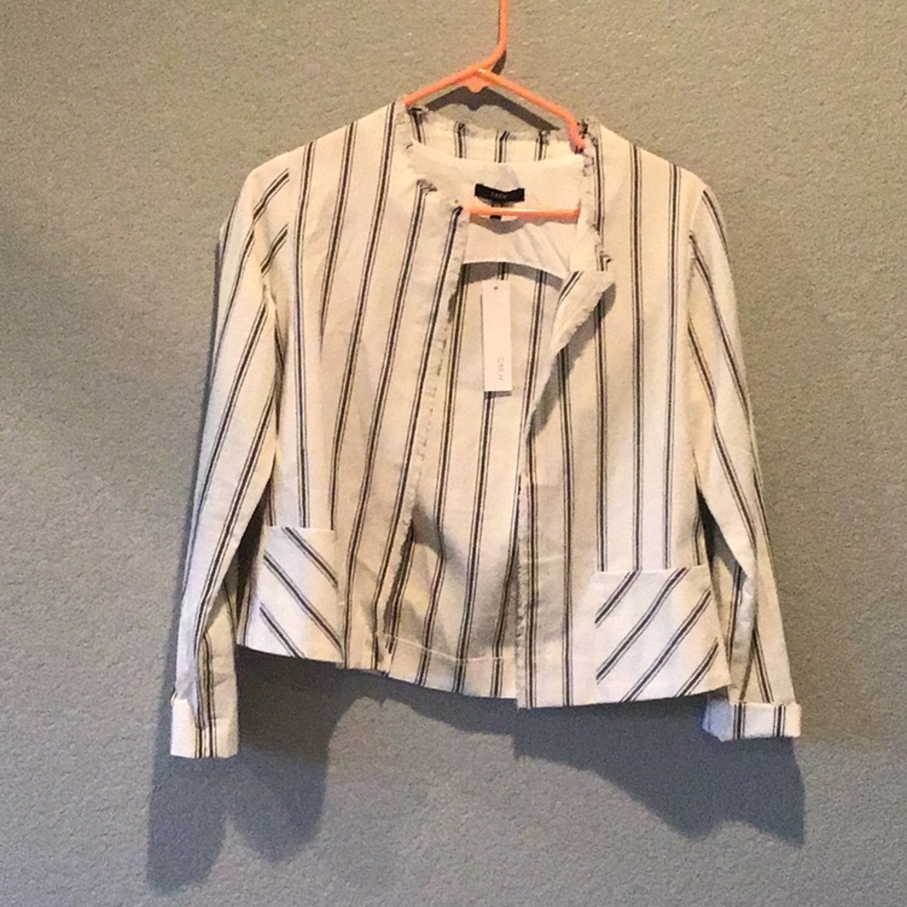 White and Navy Striped Drew Jacket